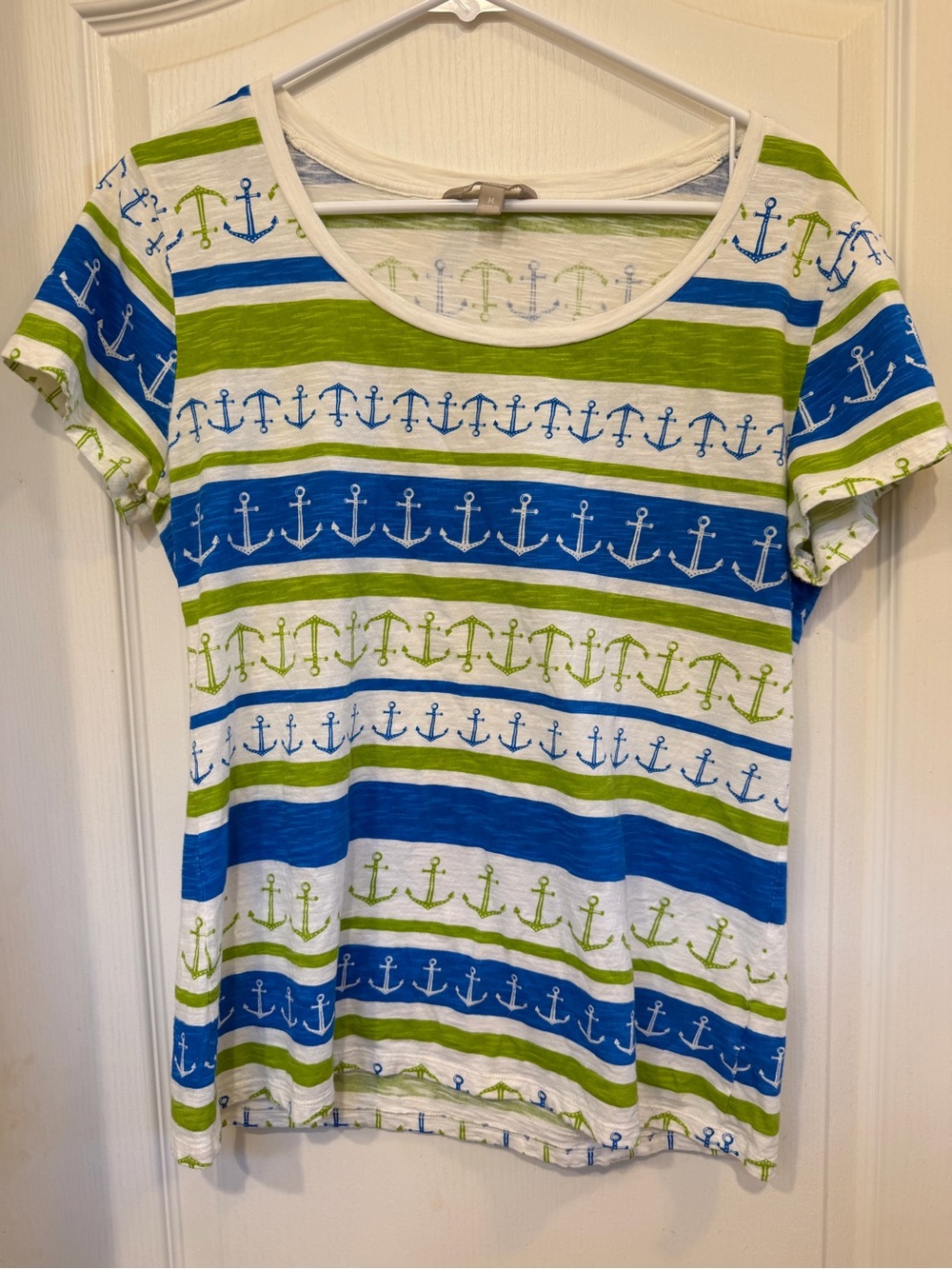 Banana Republic Scoop Neck Anchor-Print Tee in Blue & Green